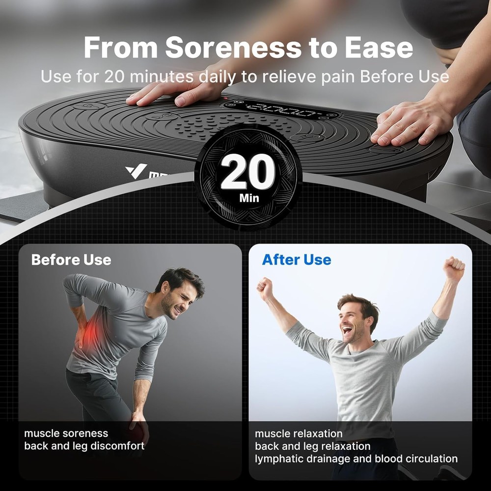MERACH Vibration Plate Exercise Machine, Vibrating Platform for Lymphatic Draina