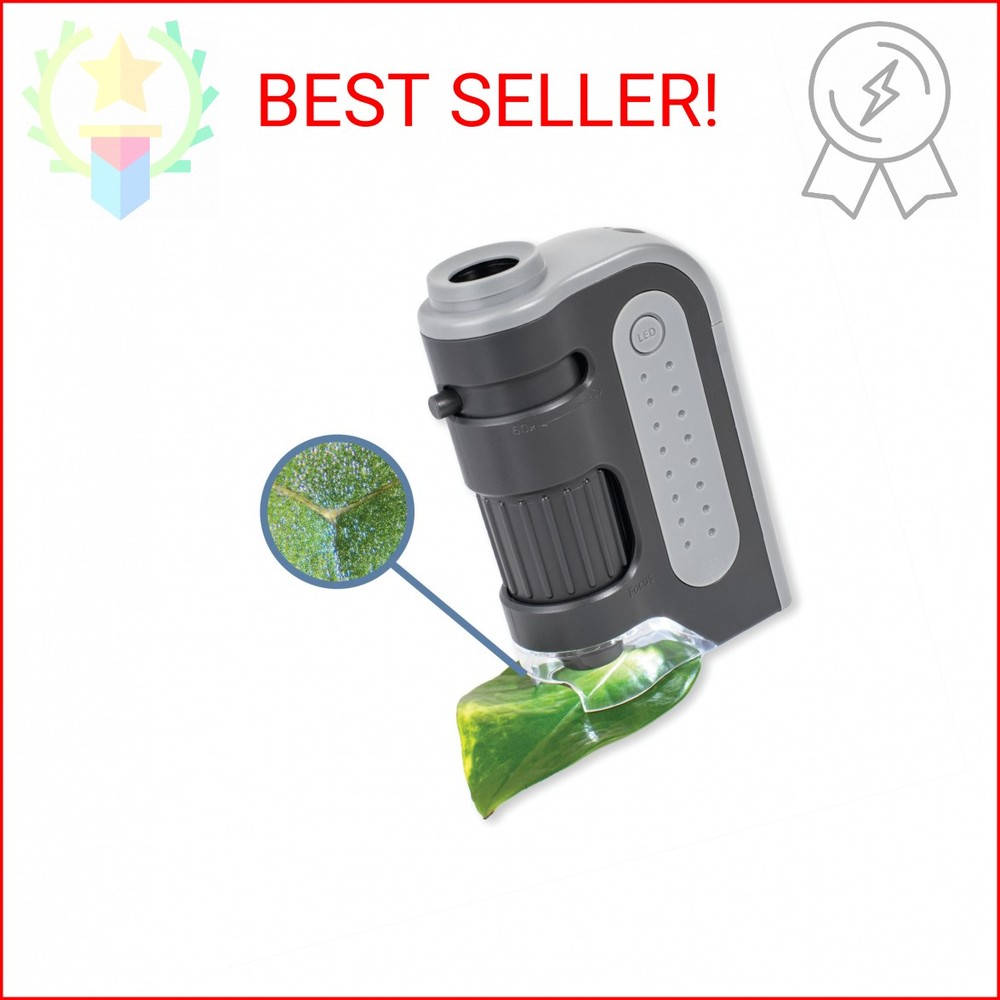 Carson MicroBrite Plus 60x-120x Accurate LED Lighted Pocket Microscope, Portable