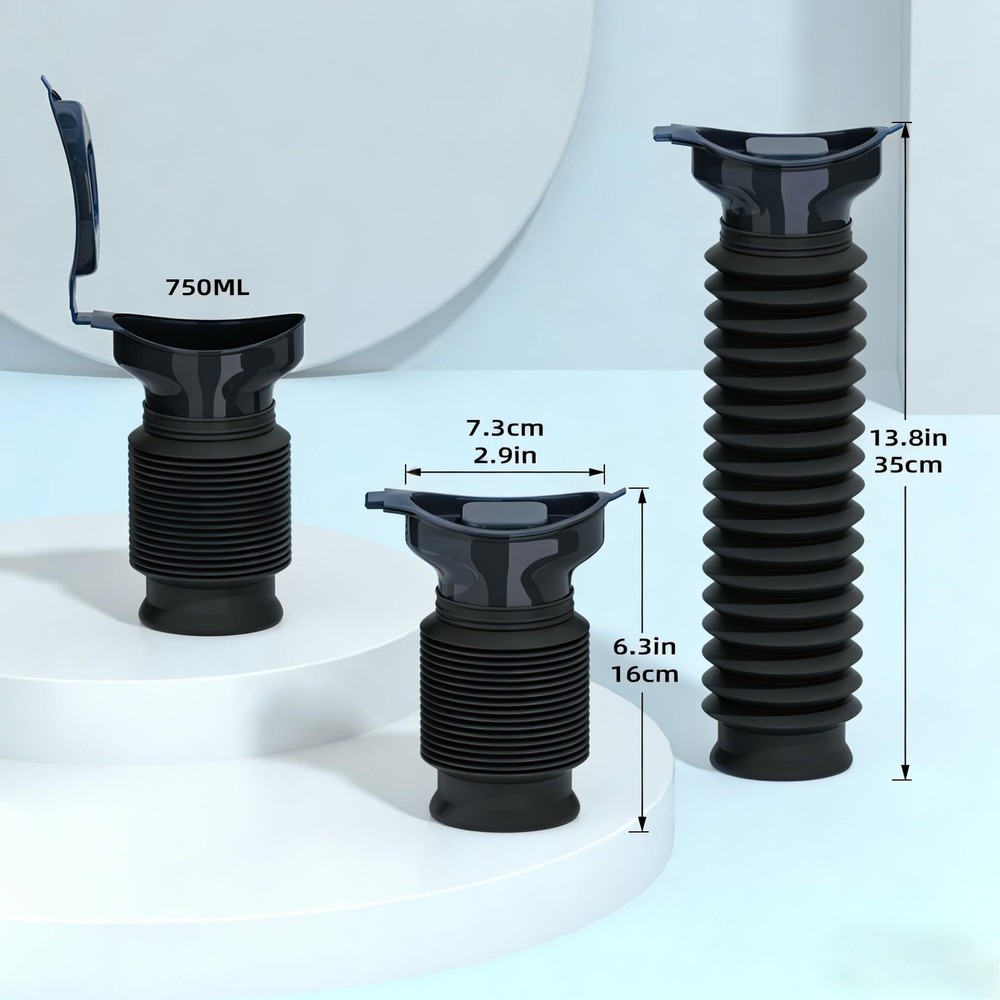 Pee Bottles for Men, Collapsible Emergency Urinal with Disposable Replacement...