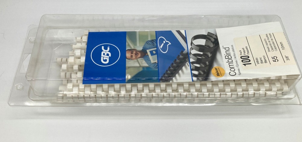 GBC CombBind 3/8" 10mm White Spines - Open Box approx 60 spines