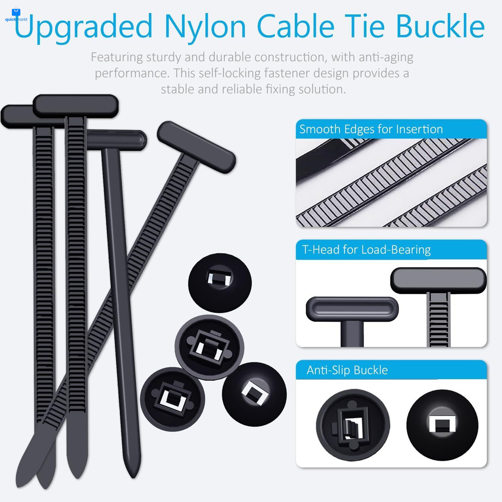 30PCS Nylon Universal Cable Tie Buckles, Multi-functional T Rivet Zip 30pcs