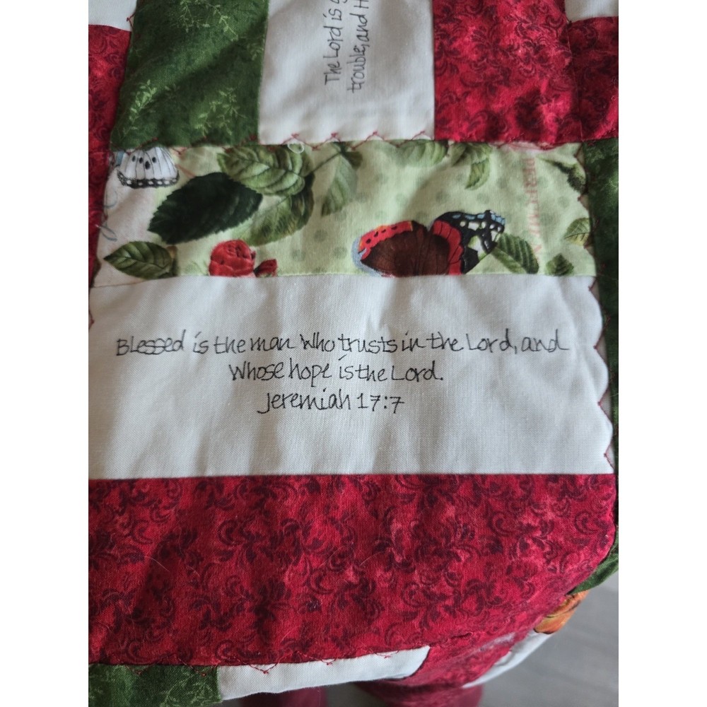 Handmade Machine Stitched Lap Patchwork Quilt Bible Scriptures 39x54