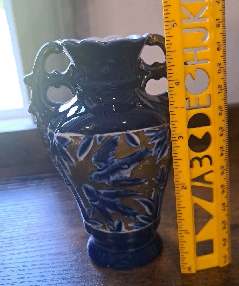 small ceramic vase blue