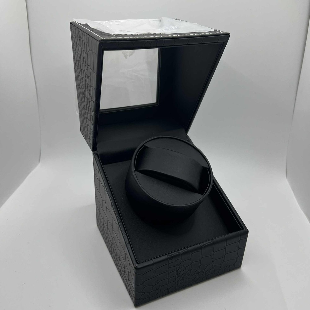 Efaithtek Automatic Single Watch Winder Black Crocodile Pattern Leather