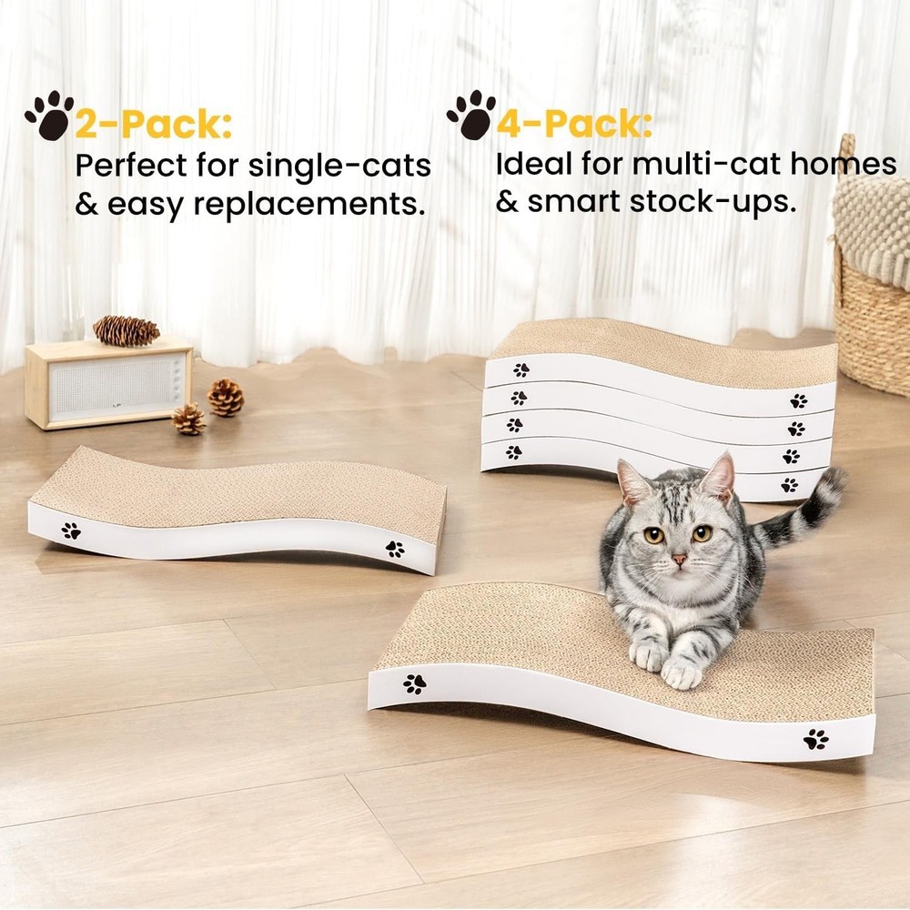 Unique Medium Cat Scratcher - Durable Cardboard with Eco-Friendly Certification