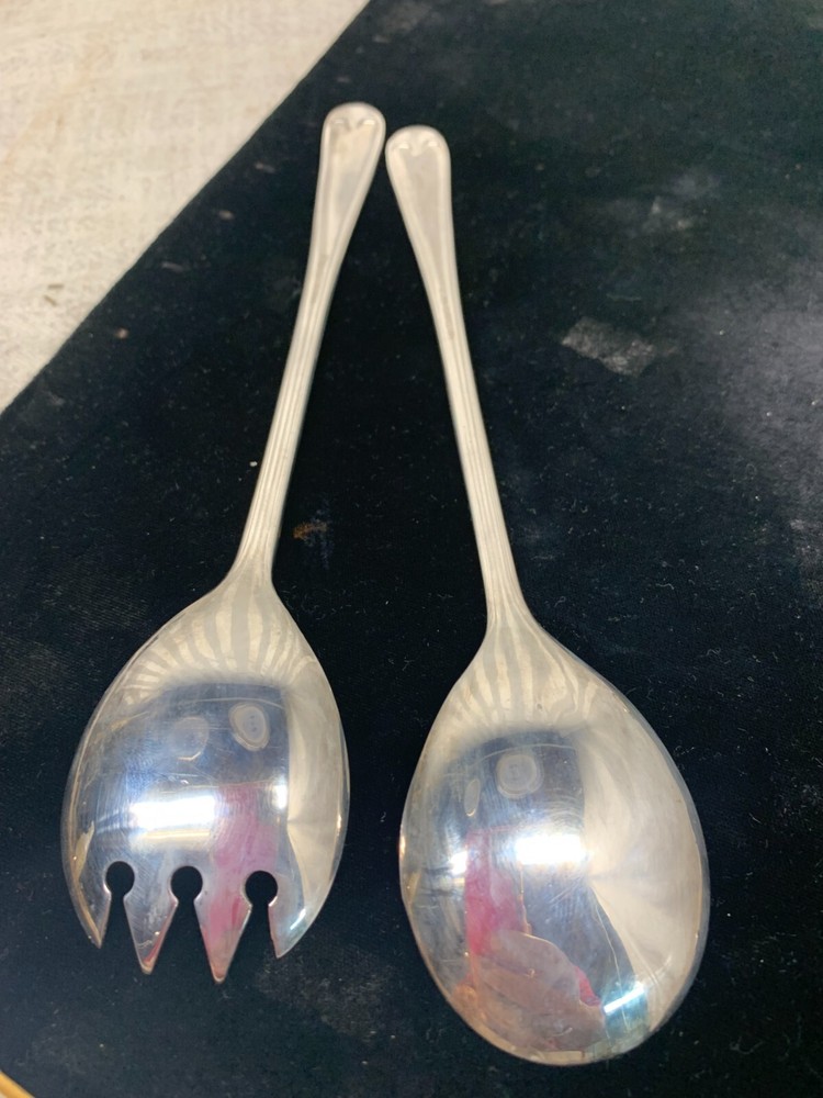 FB. Rogers Silver Plated Fork Spoon Serving Set & Mother Of Pearl Knife Landers