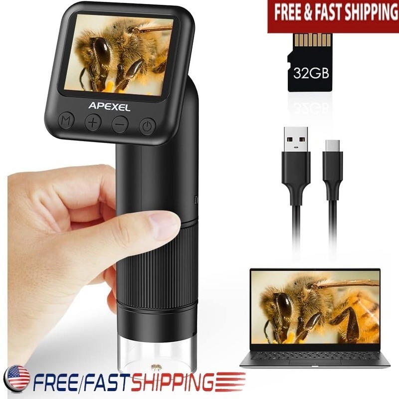 Portable Digital Microscope 400X 800X LCD Screen Rechargeable Educational Tool