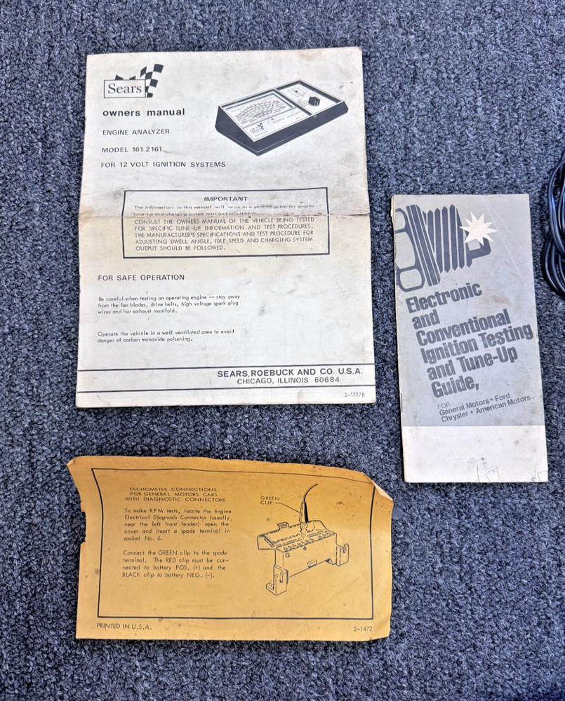 SEARS Engine Analyzer, MODEL 161,2161, 12 VOLT IGNITION SYSTEMS