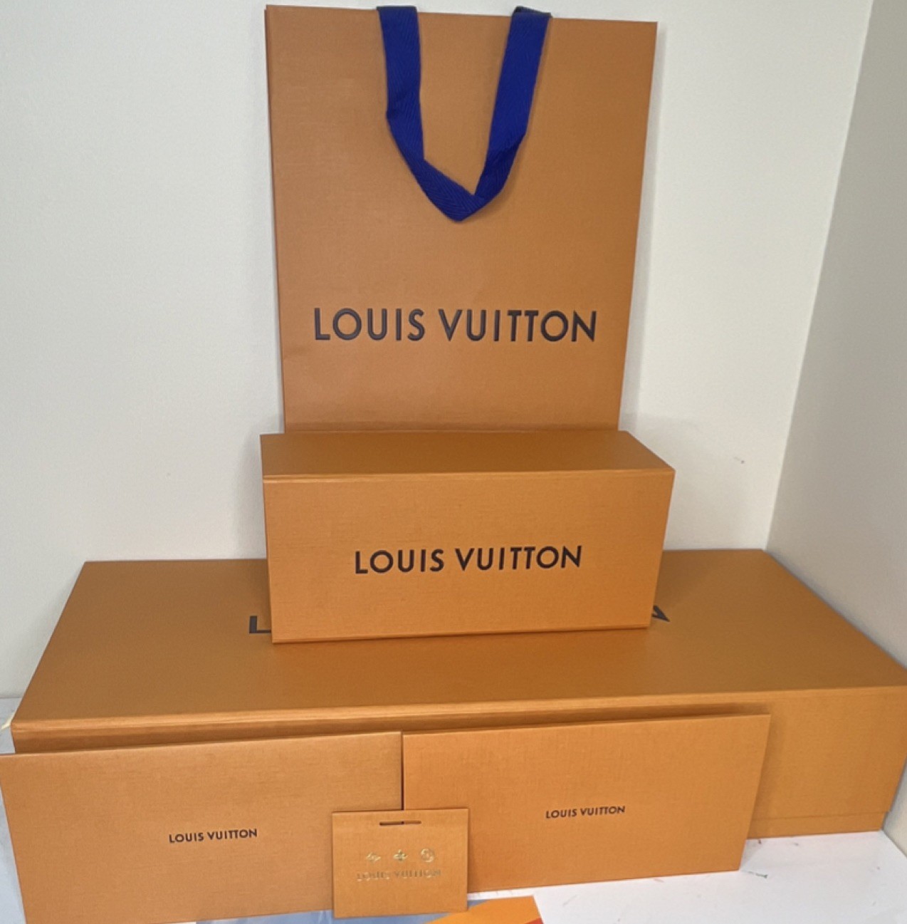 Louis Vuitton Empty Gift Box Set Orange Cardboard authentic Designer Pieces