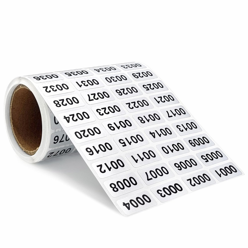 Continuous Digital Sticker Label 00012000, Waterproof and Durable Serial Numb...