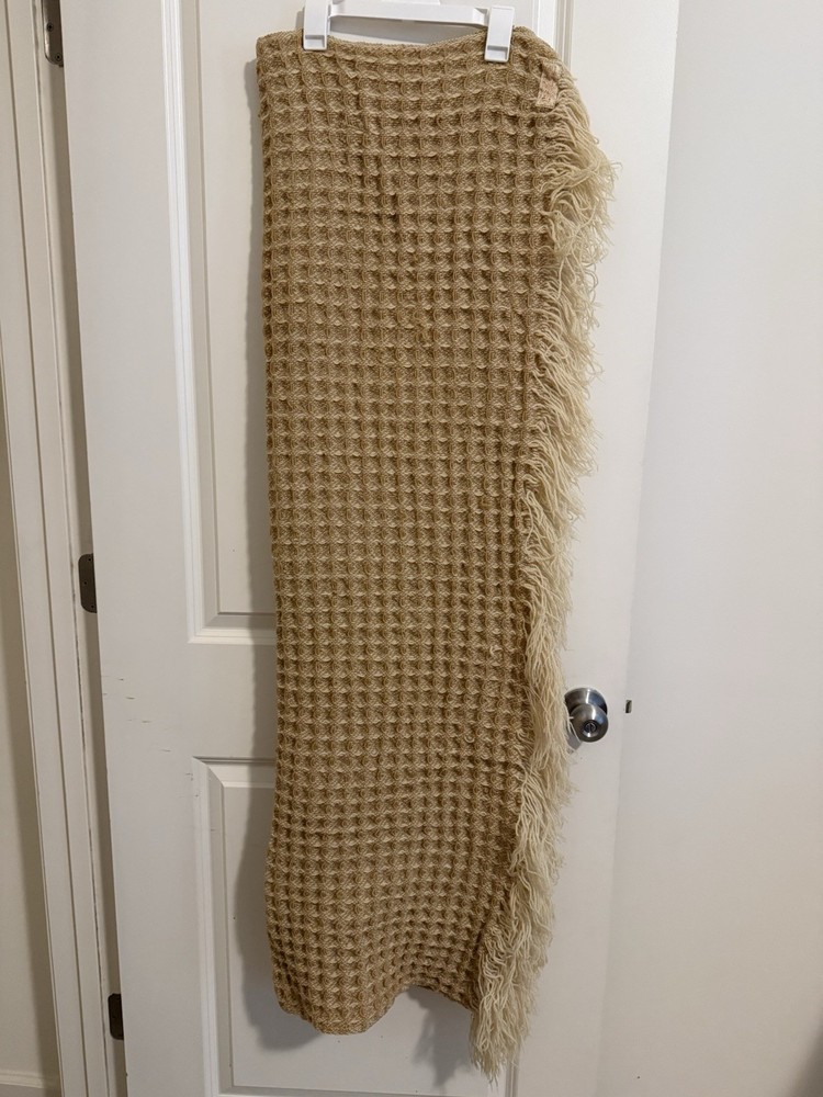 Pendleton Beige Waffle weave virgin wool Vintage Throw Blanket