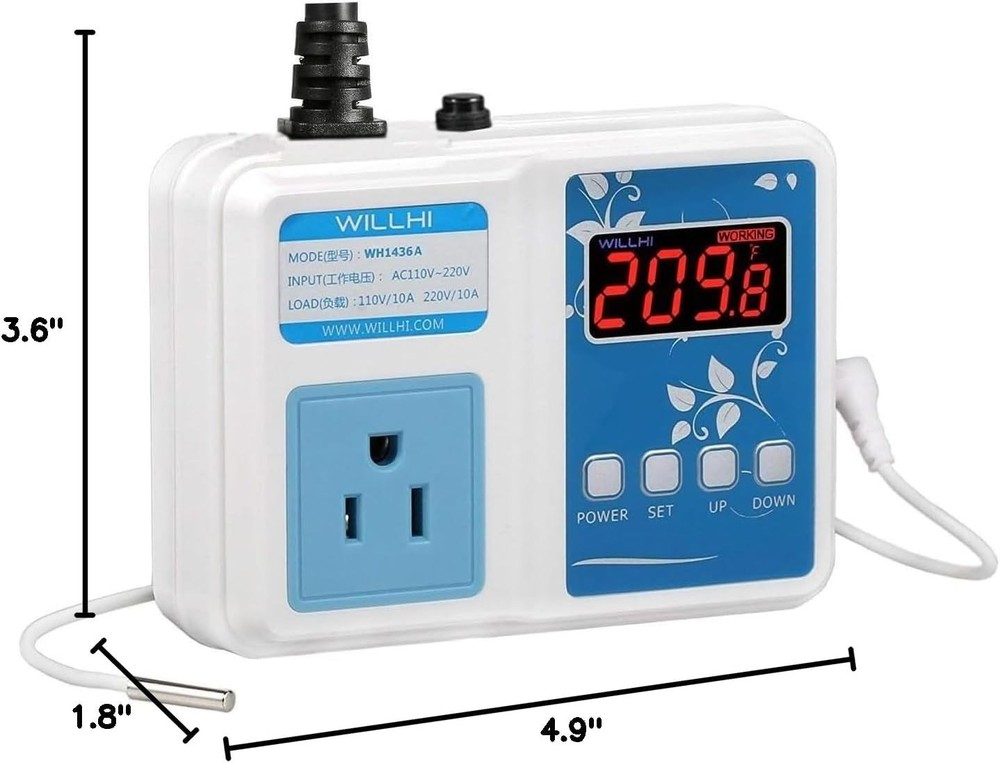 Plug and Play WH1436A Temperature Controller: 10A Efficient Cooking Solution