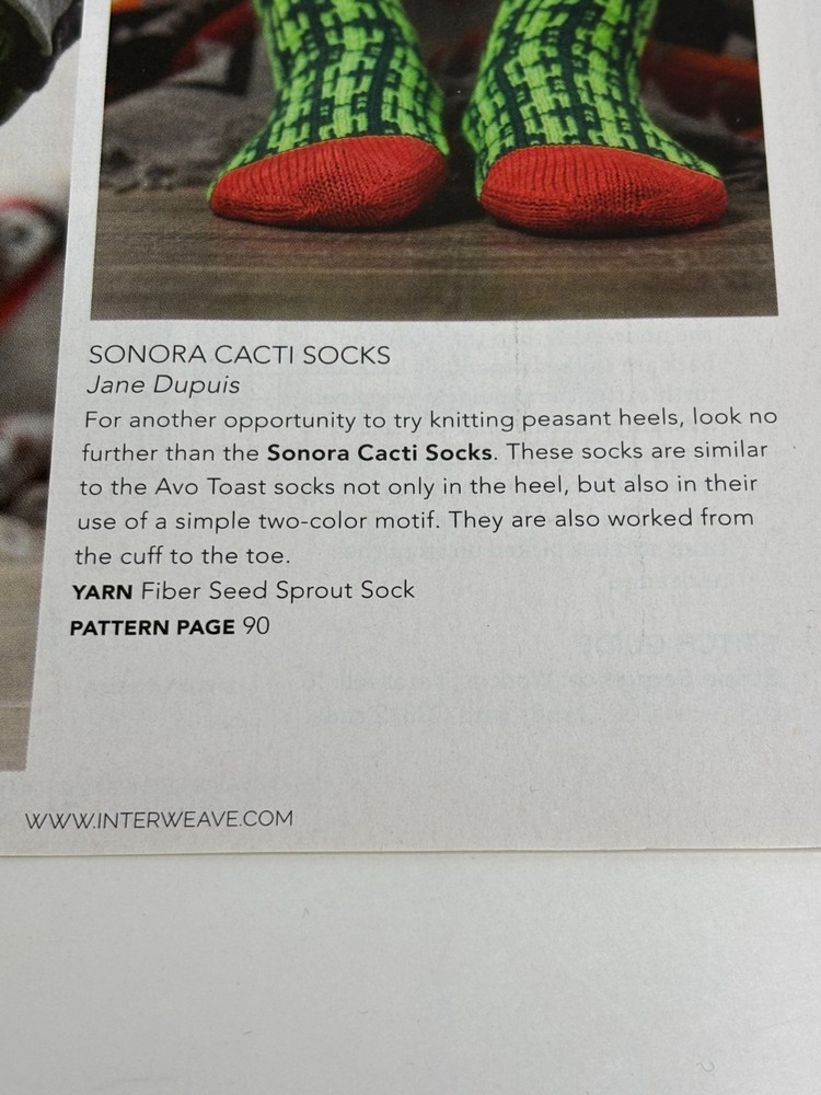 Sonora Cacti Socks Knitting Pattern Magazine Pages
