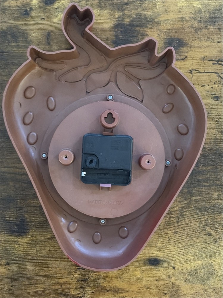 Vintage Decorative Strawberry Shaped Plastic Wall Clock (Tested/Working)