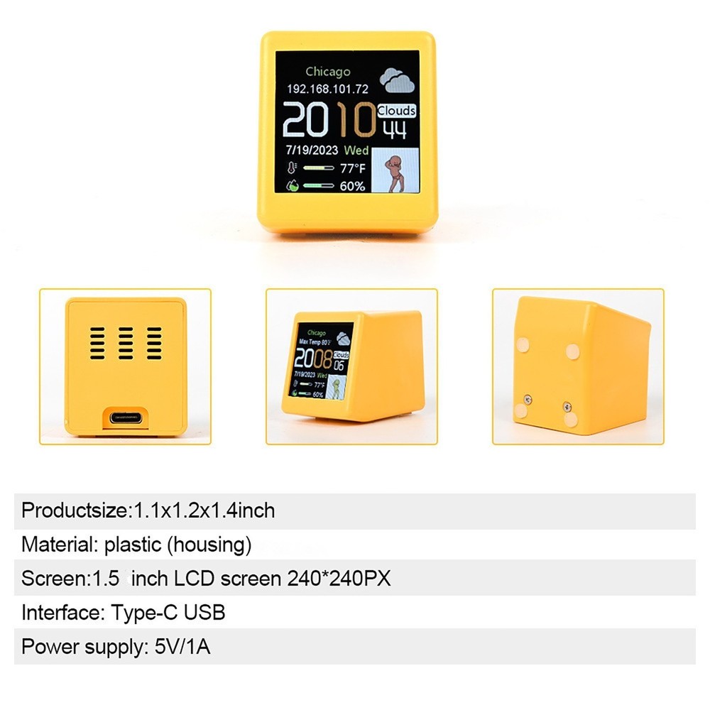Smart Desktop Clock, Automatic Weather Station, Temperature Humidity Forecast
