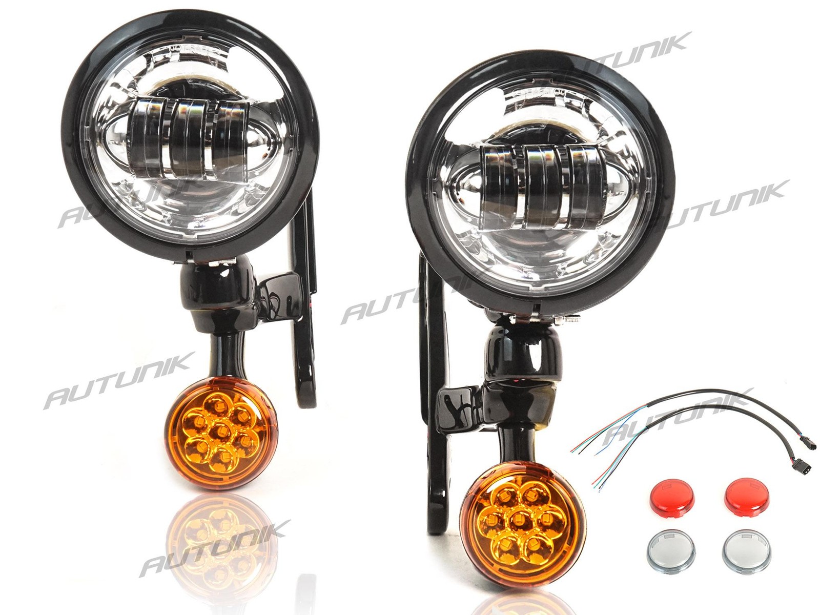 4.5" LED Fog Auxiliary Lamps for Harley Road King Street Glide Special 94-24