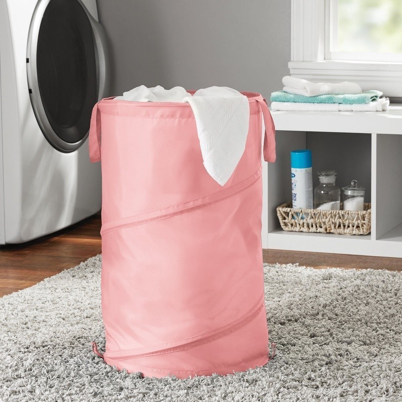 Pop Up Spiral Laundry Hamper Storage Basket Handles Durable Laundry Day Solution