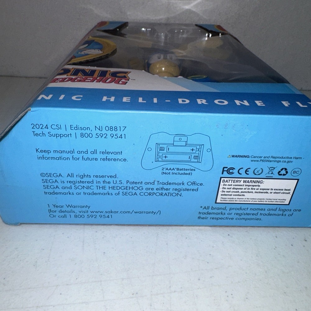 Classic Sonic The Hedgehog Hand Sensor Control HELI-DRONE FLYER & Remote Control