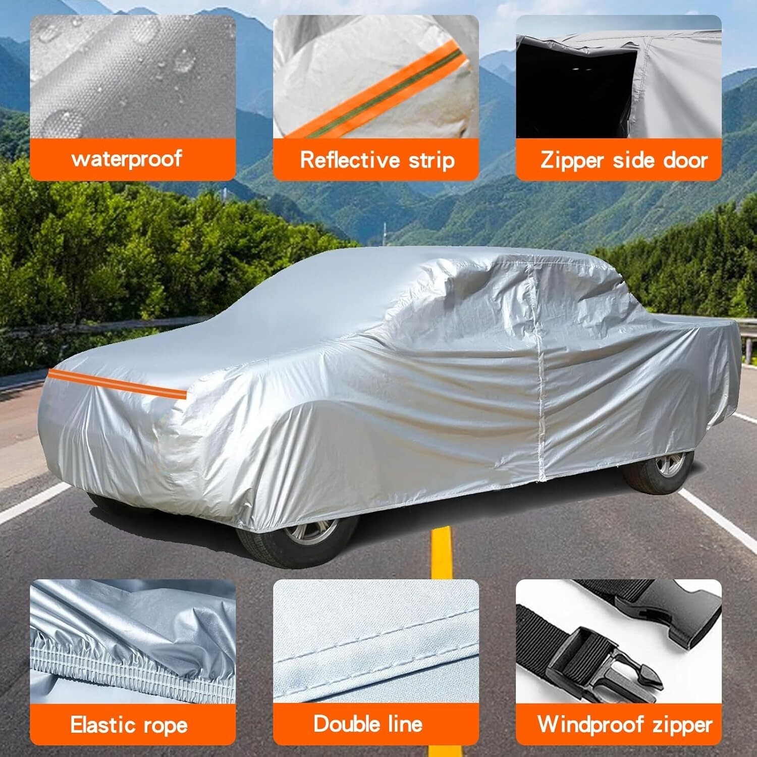 420D Universal 210 inch Waterproof Pickup Truck Car Cover All Weather Protection