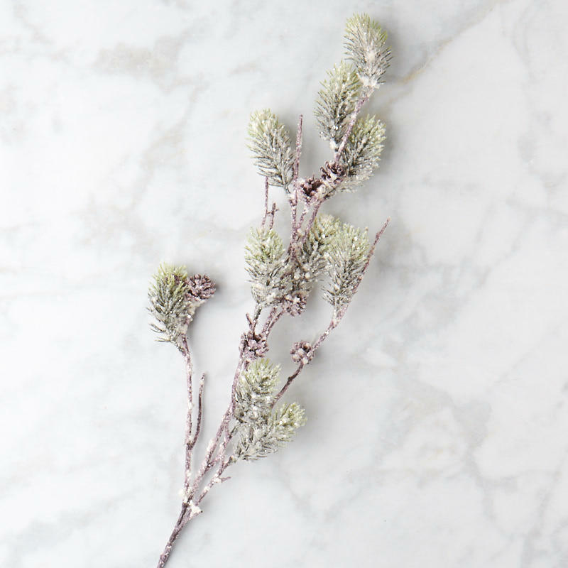 Snowy Artificial Pine Sprig and Pinecone Sprays