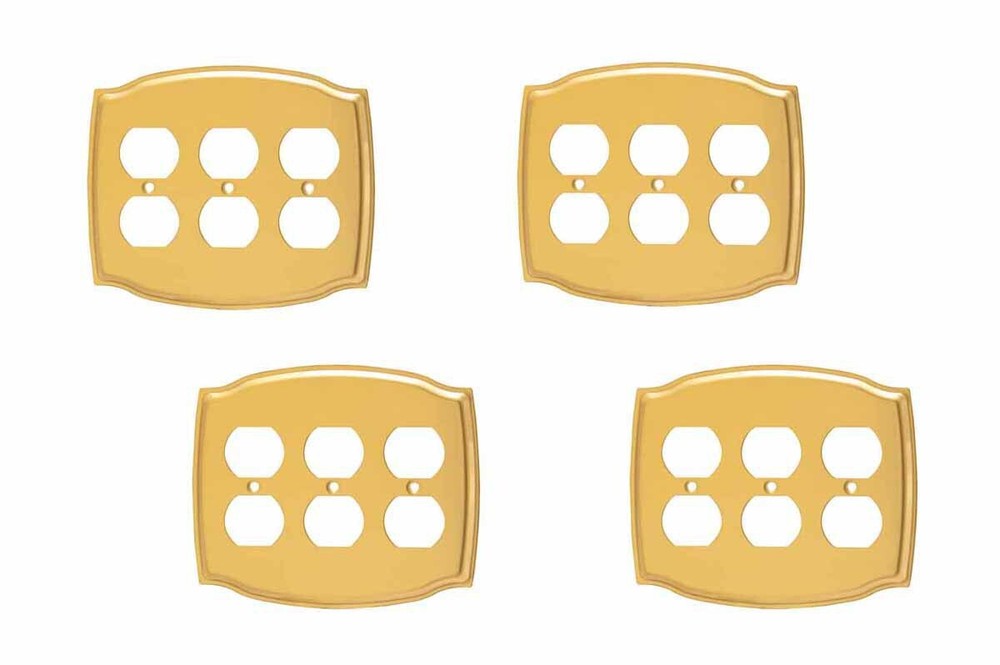 4 Switchplate Bright Solid Brass Triple Outlet | Renovator's Supply