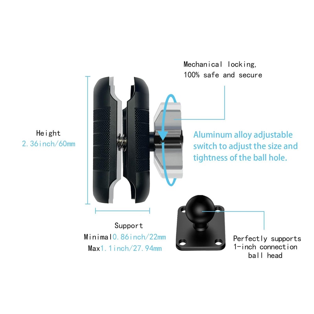 YIMINGYINUO Double Socket Arm Compatible with RAM Mounts B Size 1" Ball Compo...