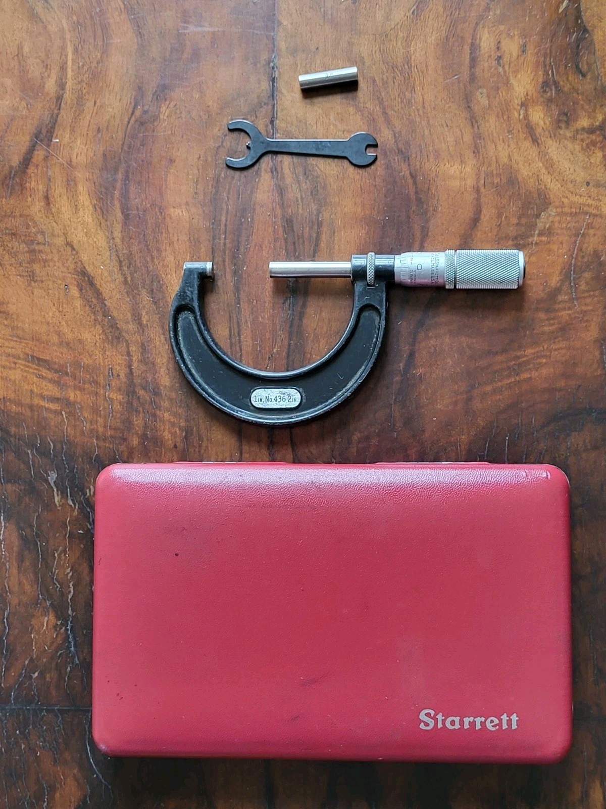 Starrett No. 436 1-2” Outside Micrometer w/Locking, 1" Standard, Wrench & Case