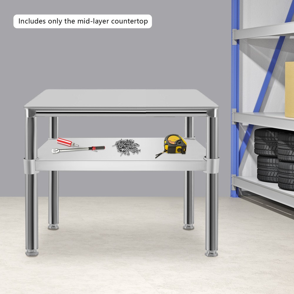 Under Shelf Stainless Steel Adjustable Lower Shelf Work Table Under Shelf Silver