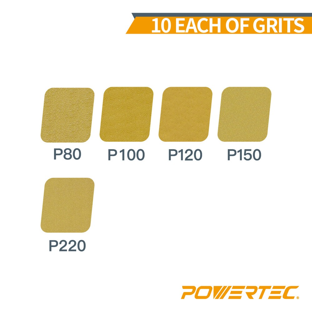 POWERTEC Hook&Loop 8 Hole Sanding Discs 5" Assorted Orbital Sander Round Paper