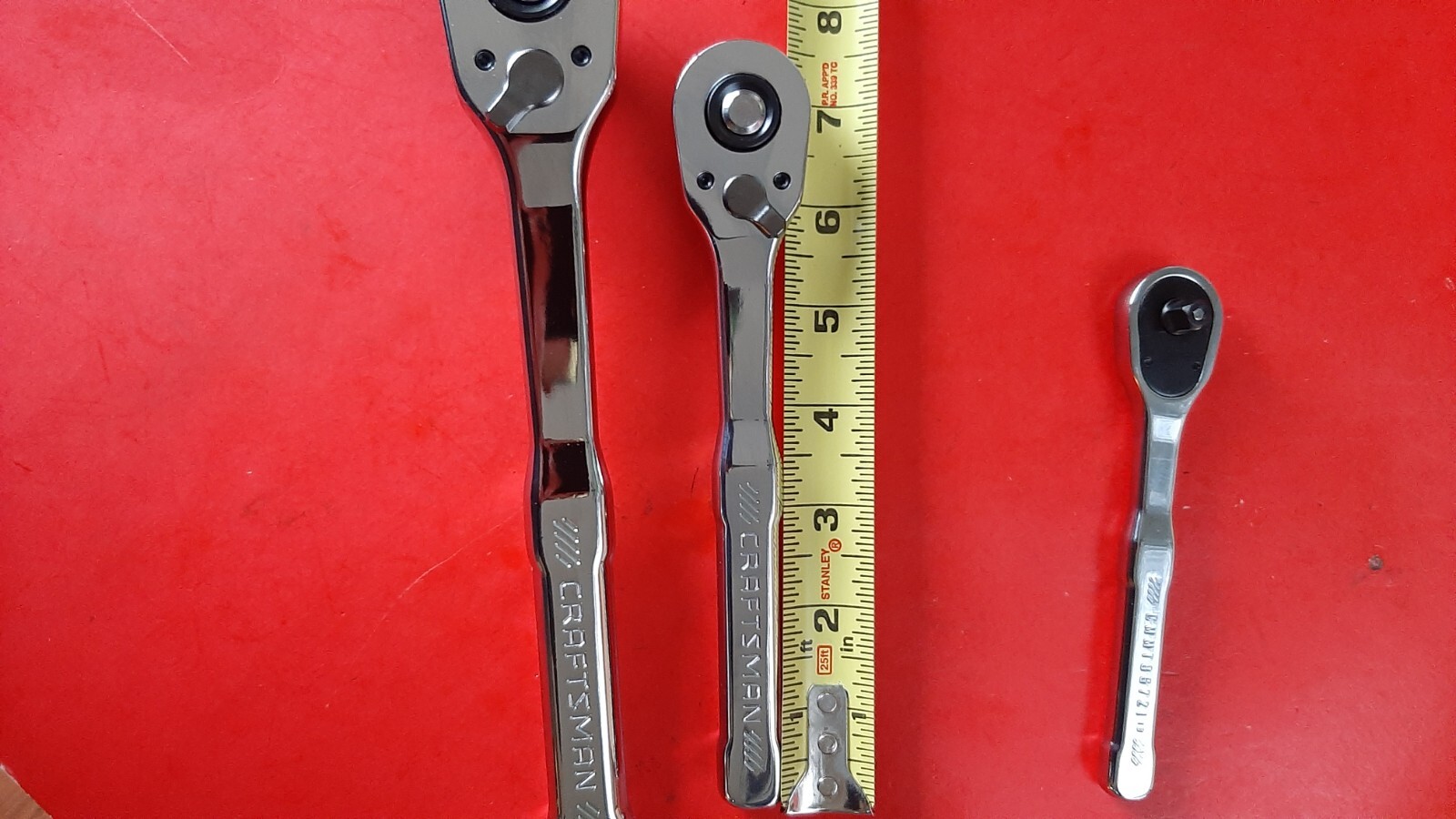 NEW CRAFTSMAN 3 Piece FULL POLISH Thin Low Profile 72T Ratchet Set 1/4 3/8" 1/2"