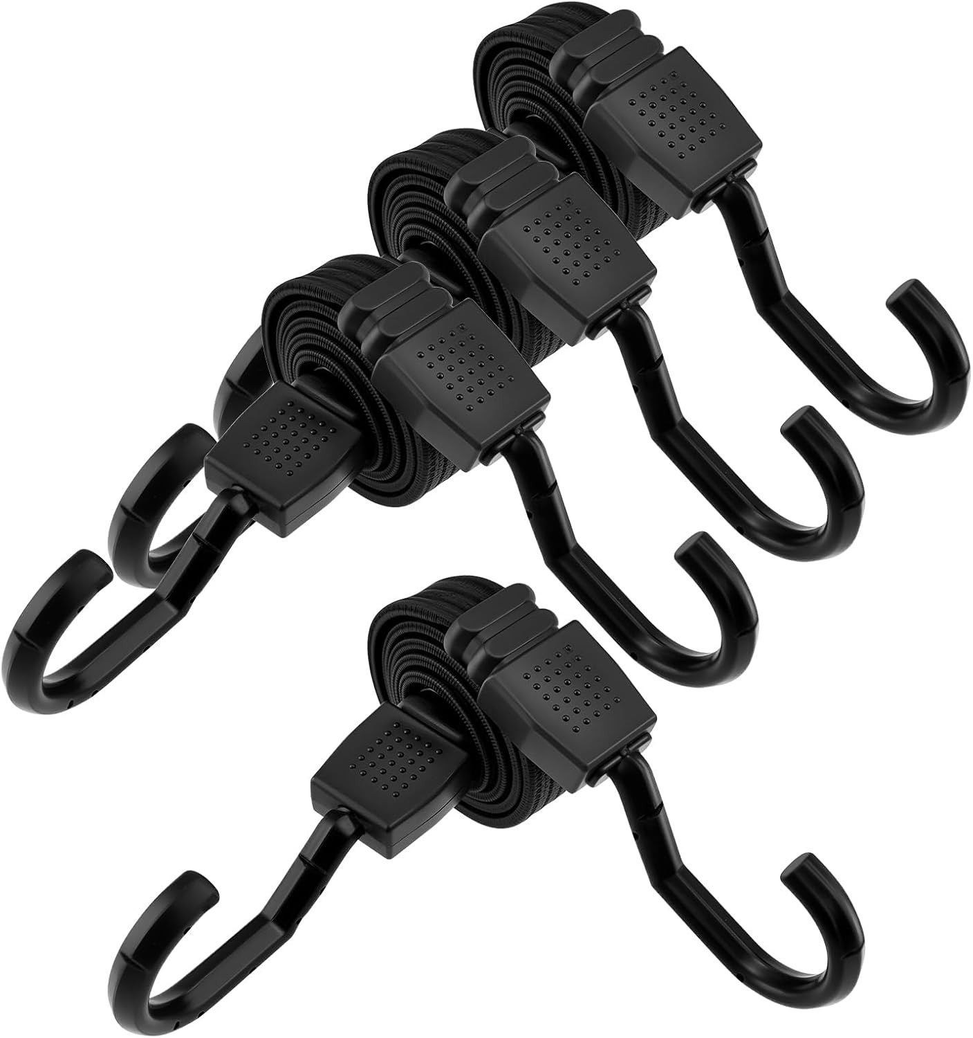 4-Pack 48 Inch Flat Bungee Cords with Hooks Premium Latex Bungie Straps Elastic