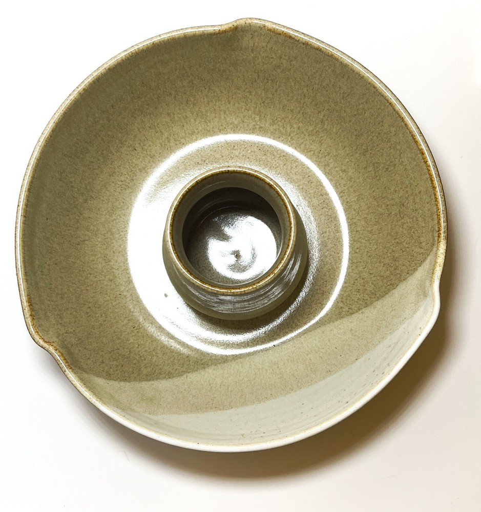 Handmade Studio Pottery Roaster Tan White Neutral