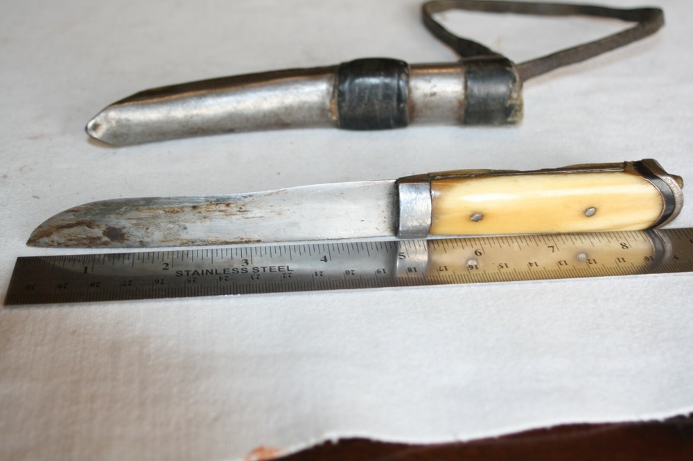 vintage HANDMADE CUSTOM FIXED BLADE KNIFE UNIQUE different MEAN LOOKING