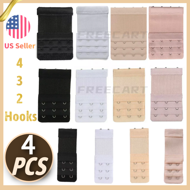 4Pcs Adjustable Bra Extender 2/3/4 Hooks with Elastic Underwear Strap Extension