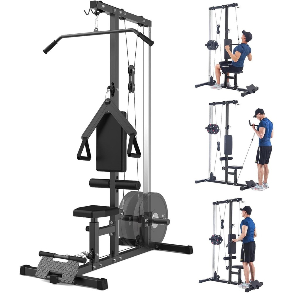 LAT Pull Down & Low Row Cable Machine Pulley Station with Adjustable Leg Support