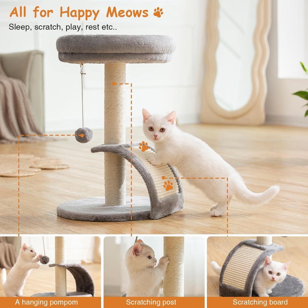 Small Cat Tree Tower with Scratching Post, Modern Kitten Tower for Indoor Cat...