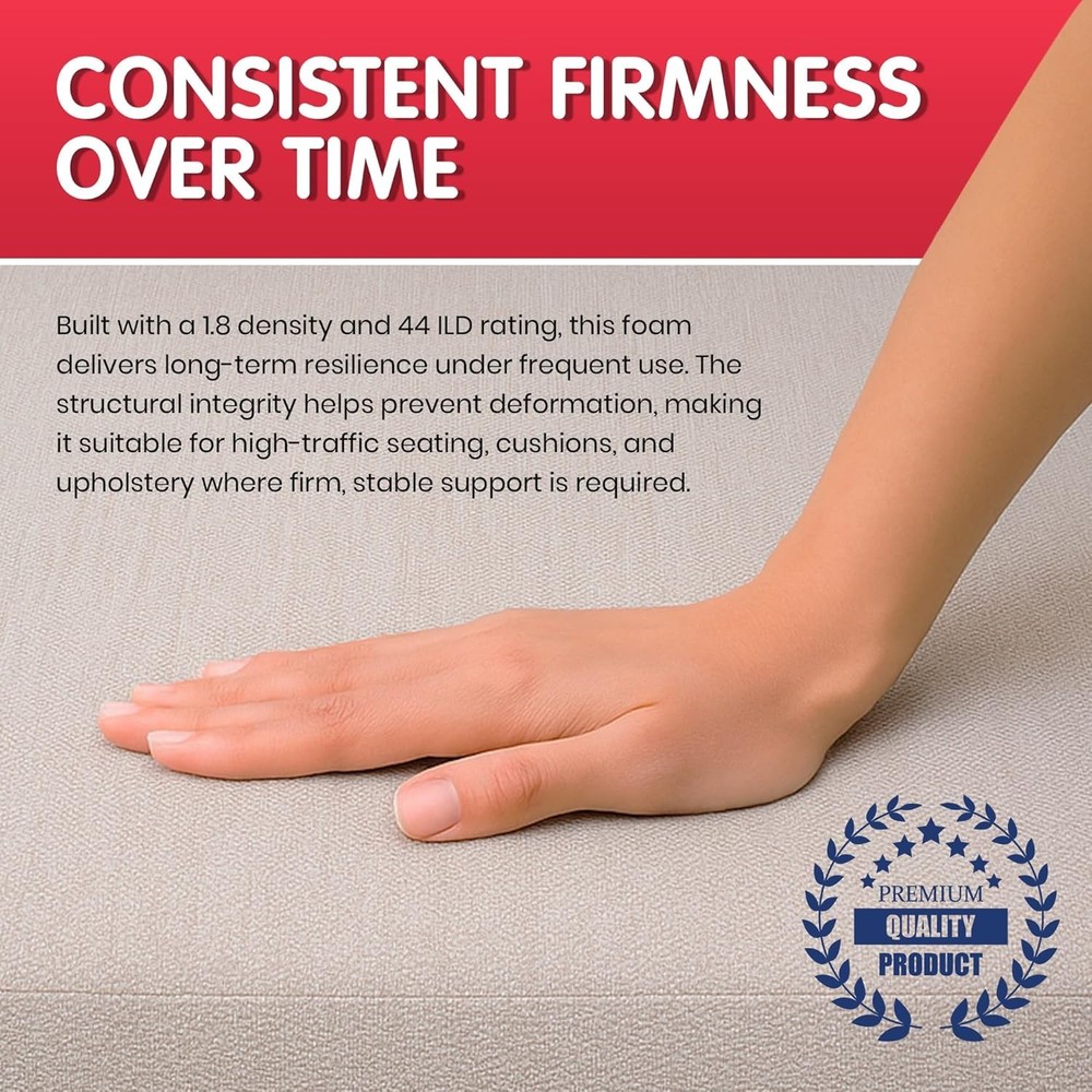 Versatile Upholstery Foam Replacement - High Density 3" Thick, Ideal for Seating