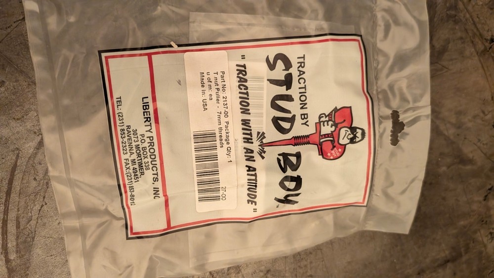 Stud Boy T-Nut Puller 7mm Threads Snowmobile studs