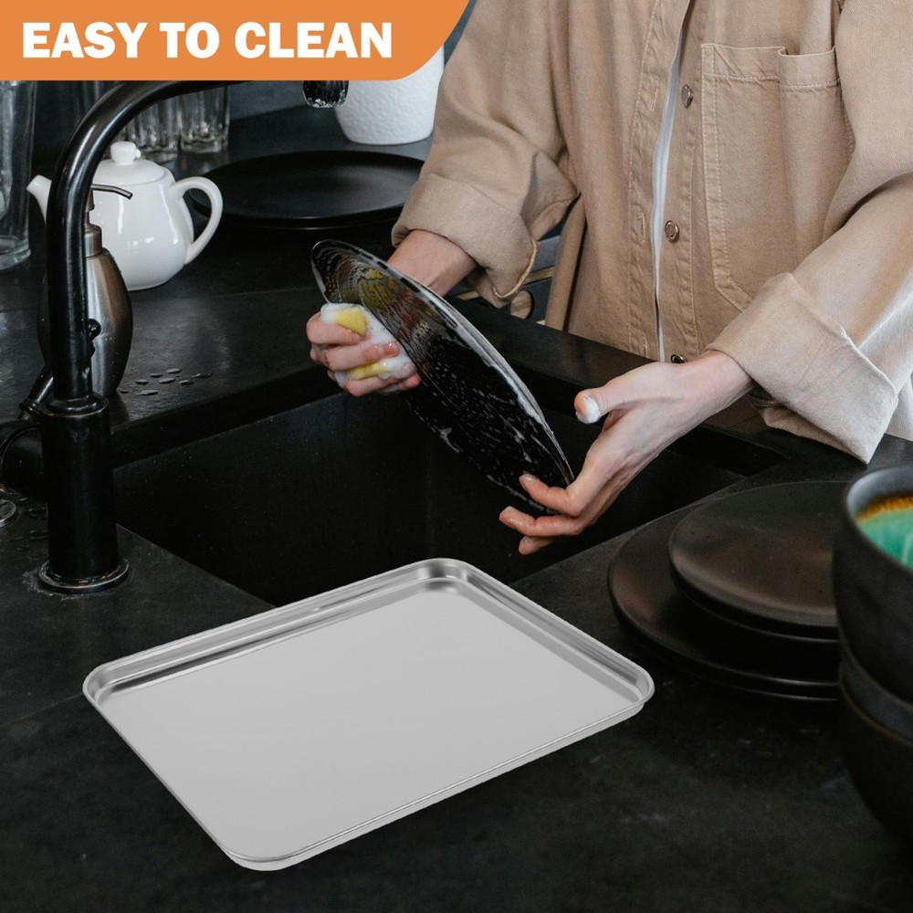 1Pc Large Stainless Steel Baking Tray Rectangular Baking Tray for Restaurant UK