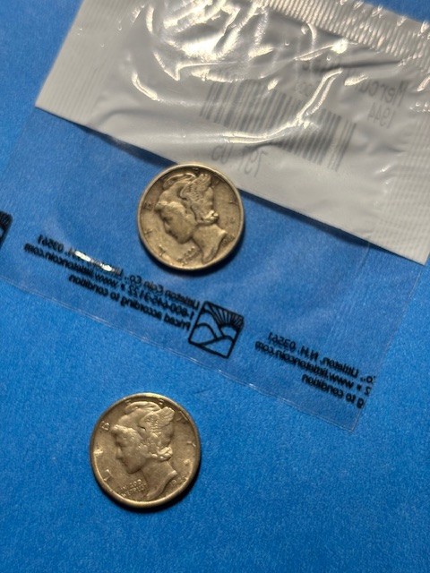 1944 & 1945 Mercury Silver Dimes (Good & Extra Fine)