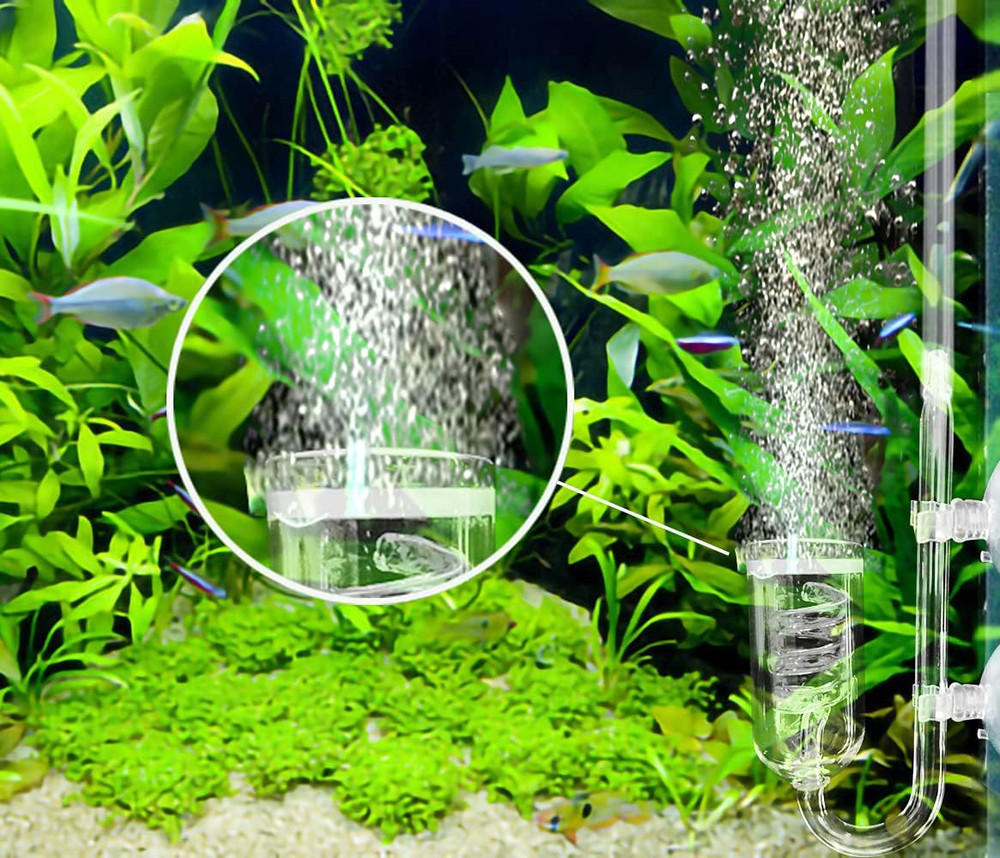 CO2 Diffuser Aquarium Glass Spiral CO2 Atomizer Diffuser Bubble Counter Check wi