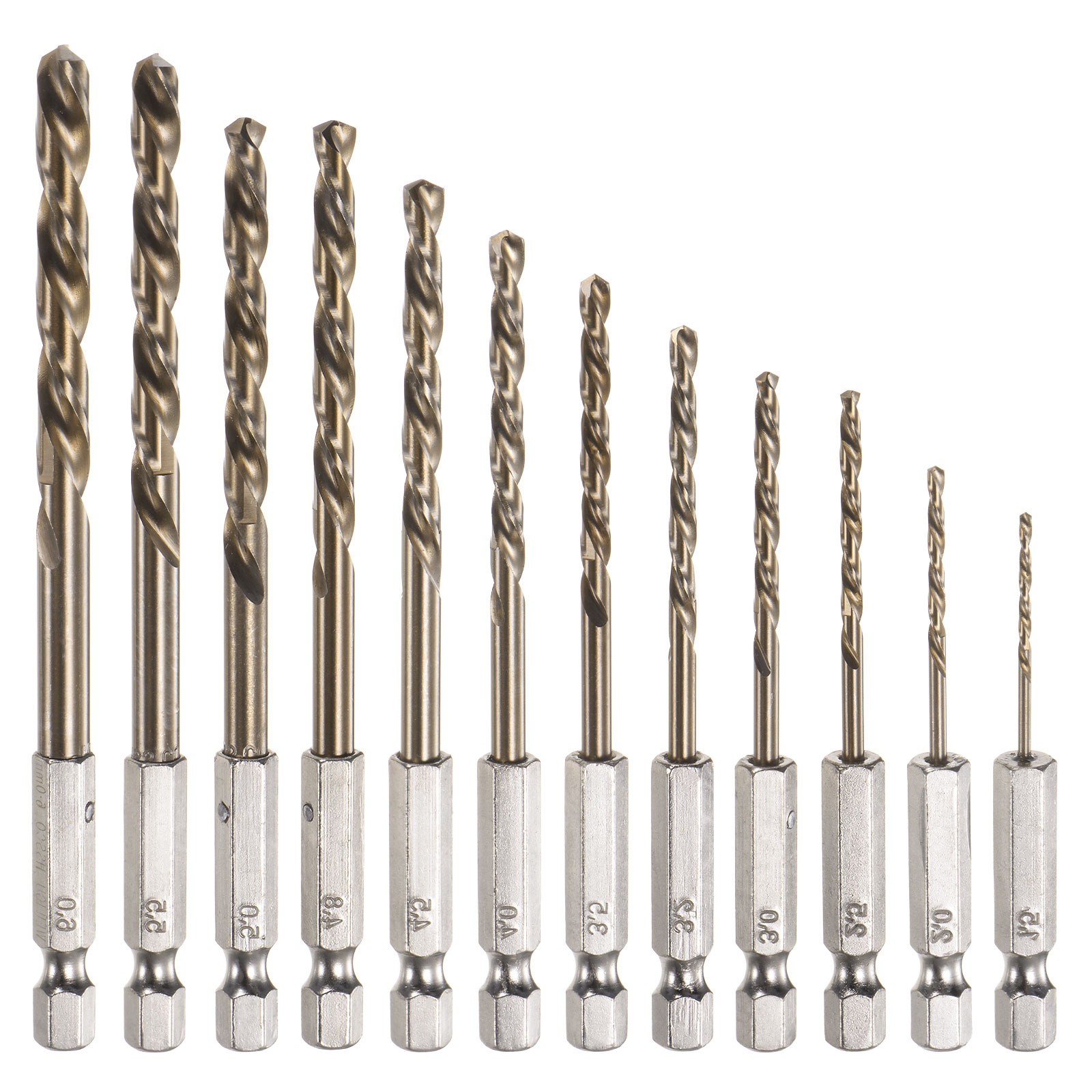 12pack Cobalt Drill Bit Set 12 Sizes M35 Twist Drills for Metal Hex Shank Bits