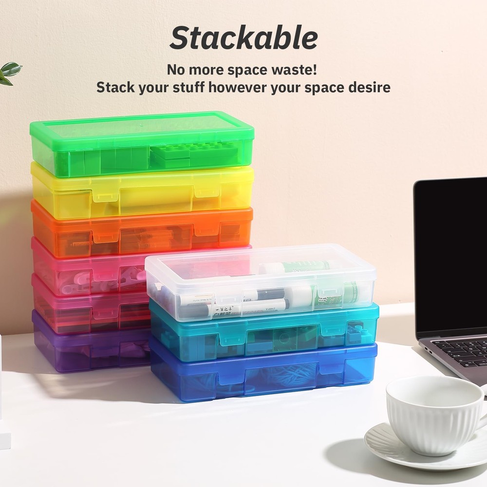 novelinks Medium Plastic Storage Boxes with Latching 9 Pack -Color