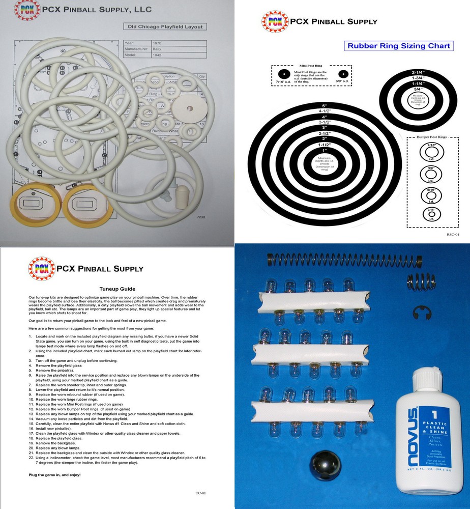 1976 Bally Old Chicago Pinball Basic Tune-up Kit - Includes Rubber Ring Kit