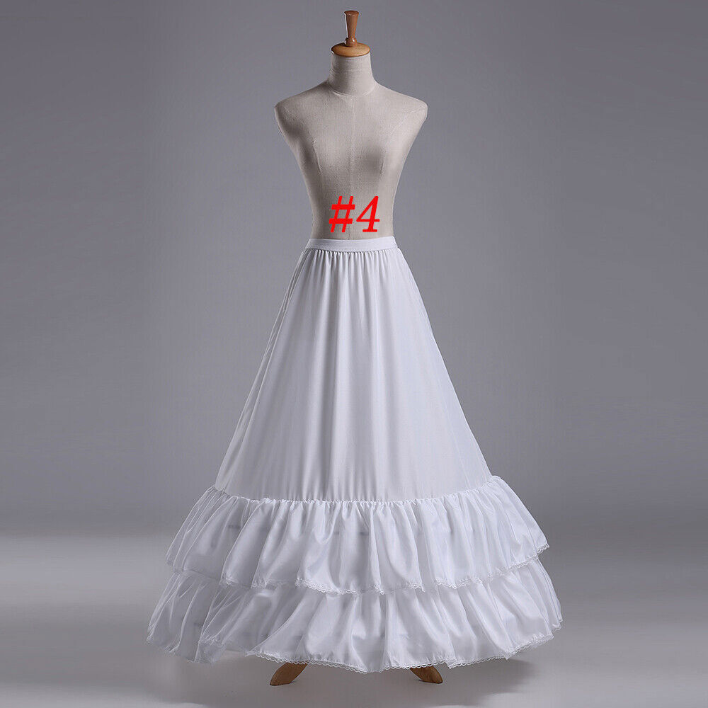 Women Wedding Crinoline Slip Gown Underskirt White Bridal Petticoat Hoop Skirt