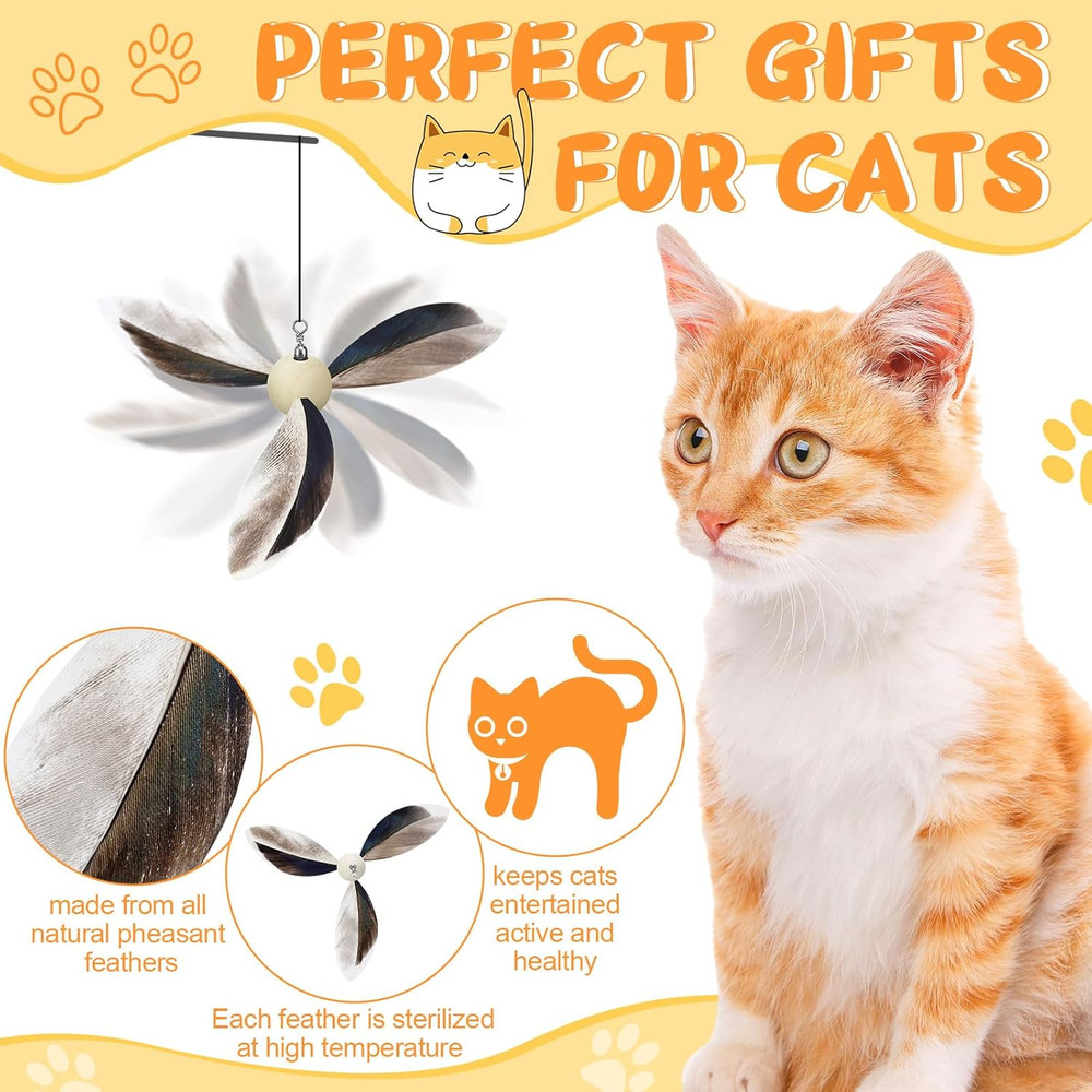 8 Pcs Cat Feather Propeller Refills Propeller Interactive Cat Toy Refills Kitten