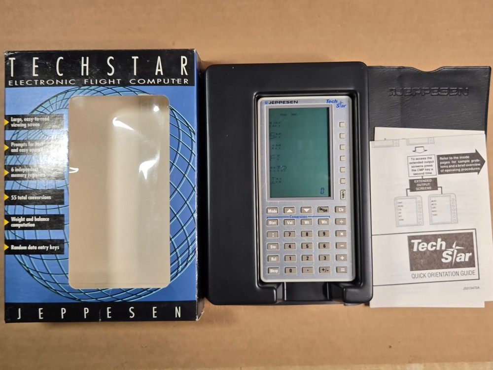 Jeppesen TechStar Electronic Flight Computer MINT IN BOX - POWERS ON