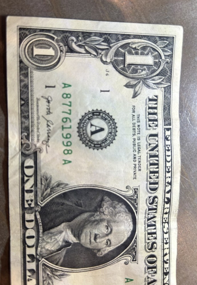 2017A SERIES-- $1 Bill ERROR Rising Serial Number 98