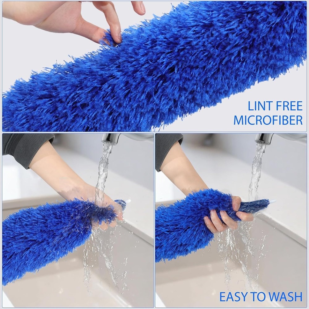 Duster with 80" Extension Pole for Cleaning, Bendable Duster Microfiber Head,...