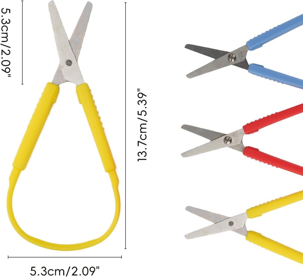 3 Pcs Mini Loop Scissors, Colorful Looped Handle Self-Opening, Adaptive Cutting
